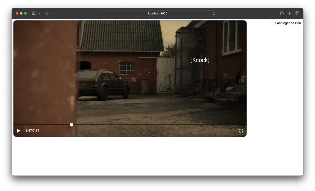 Screenshot van het tweede prototype met tekst knock of de de video