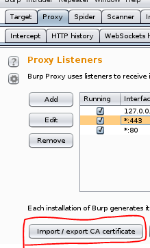 Export the Certificate of BurpSuite