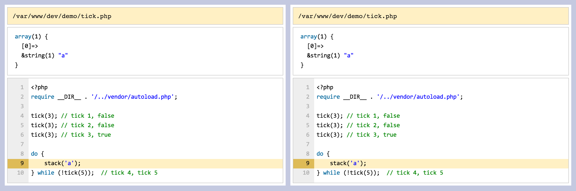 Tick output