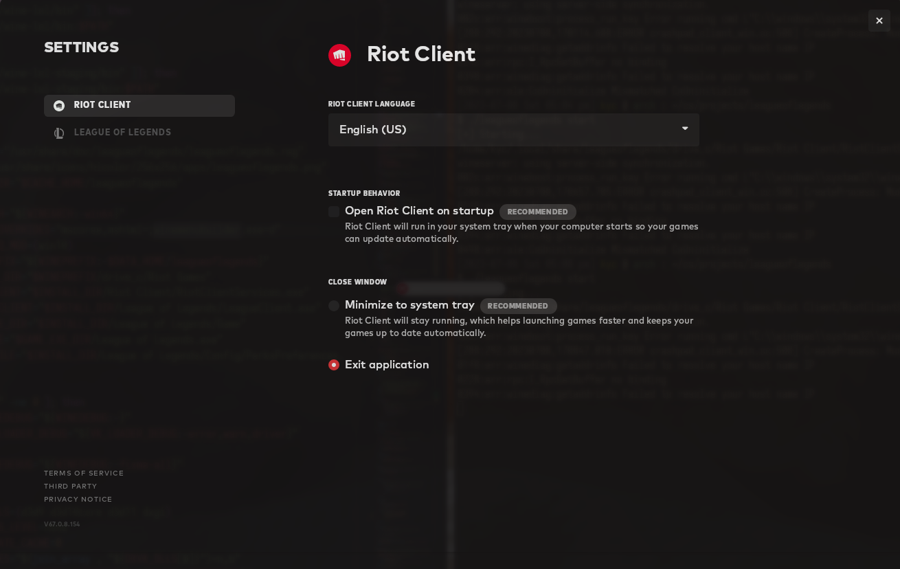 Riot client settings