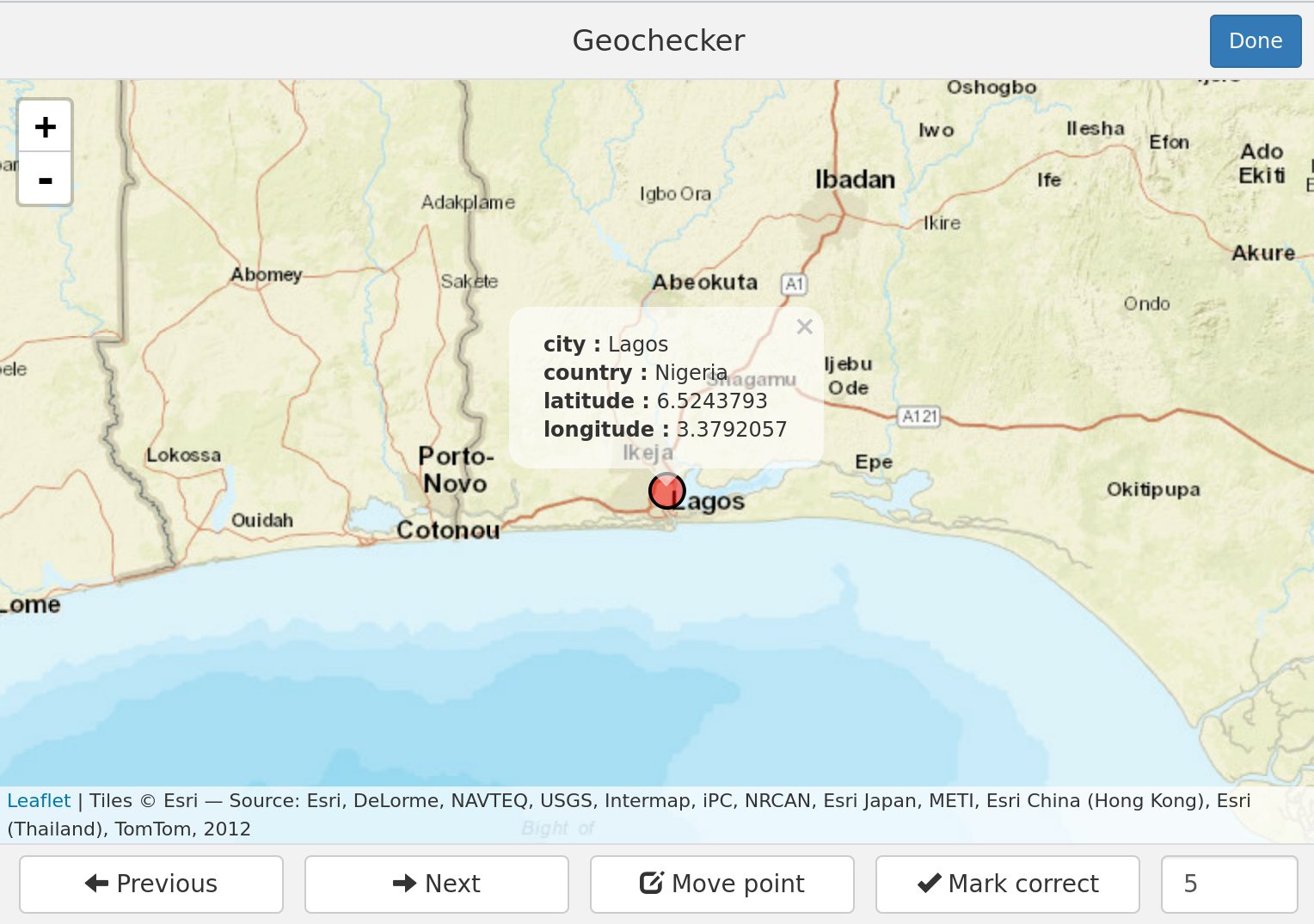 Screenshot of geochecker