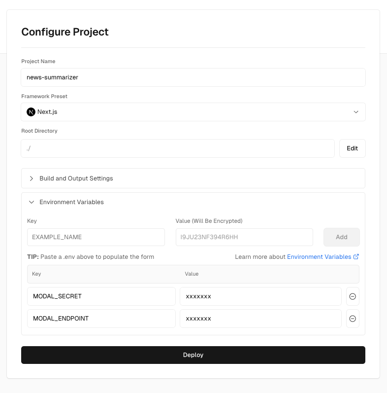 Configure environment