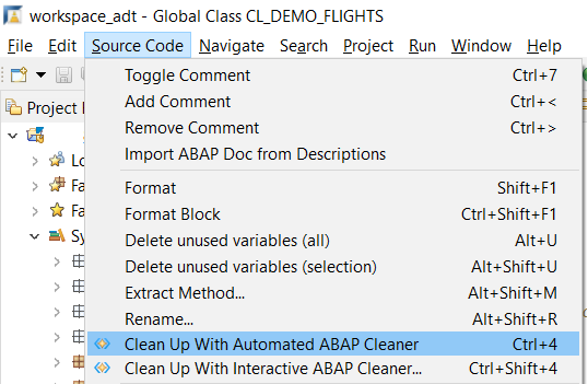 ABAP cleaner integration into ABAP Development Tools (ADT)