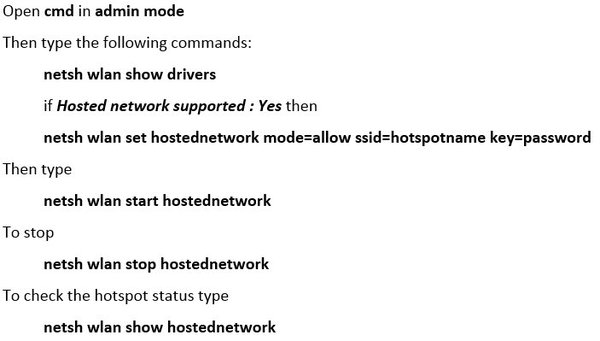 Windows wifi hotspot using cmd