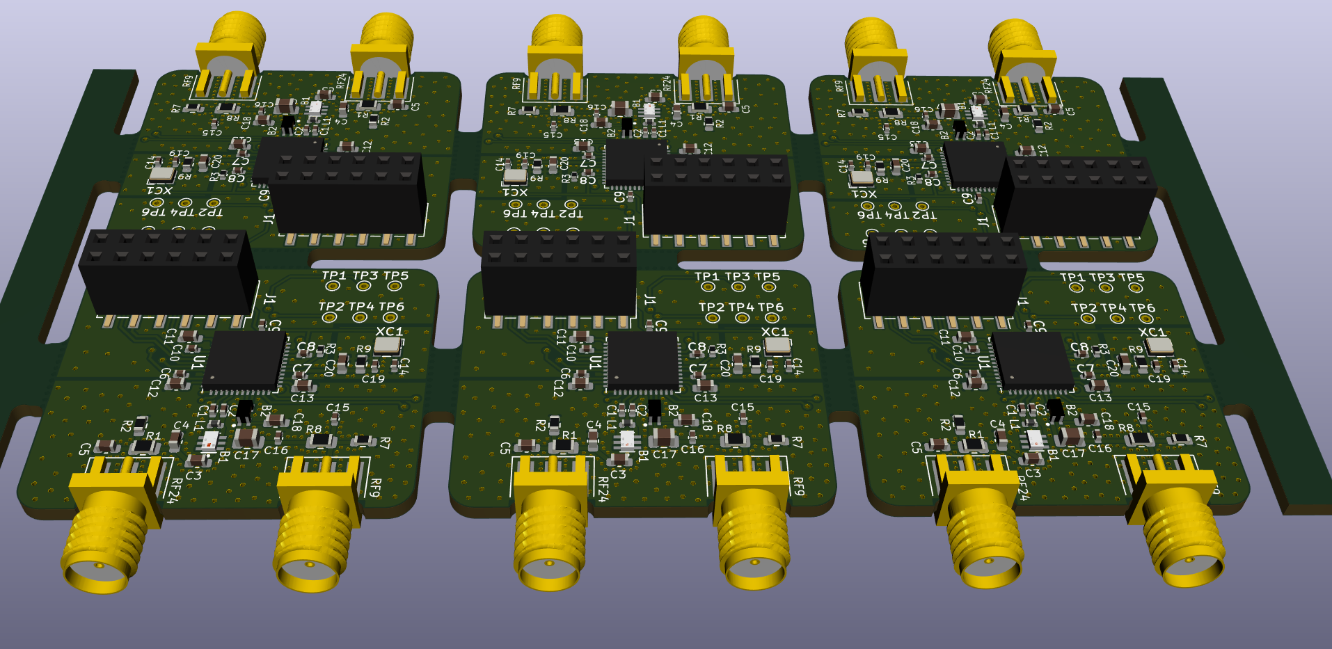 Panel of AT86RF215 Breakout Boards