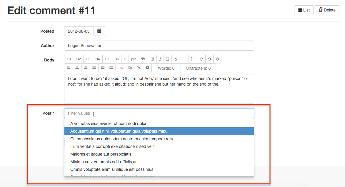 reference in editionView