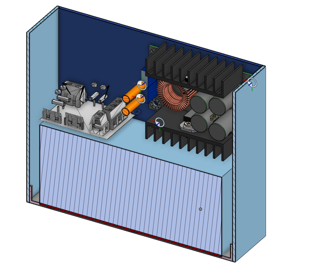 3D render of the power supply, section view