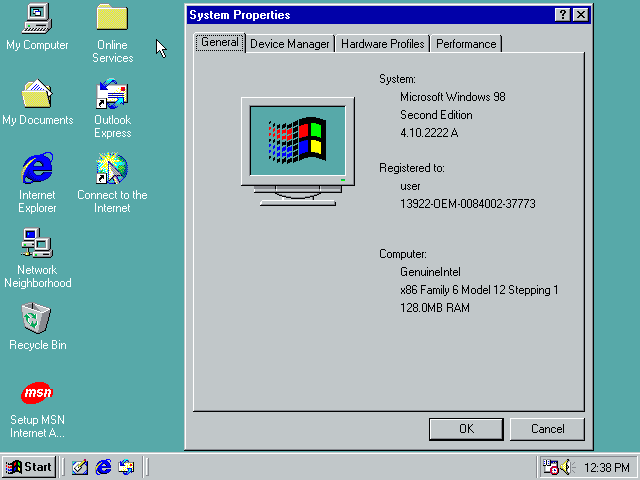 Successfuly working Windows 98 - Intel