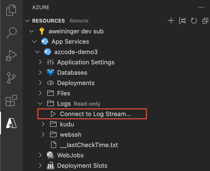 Connect to Log Stream