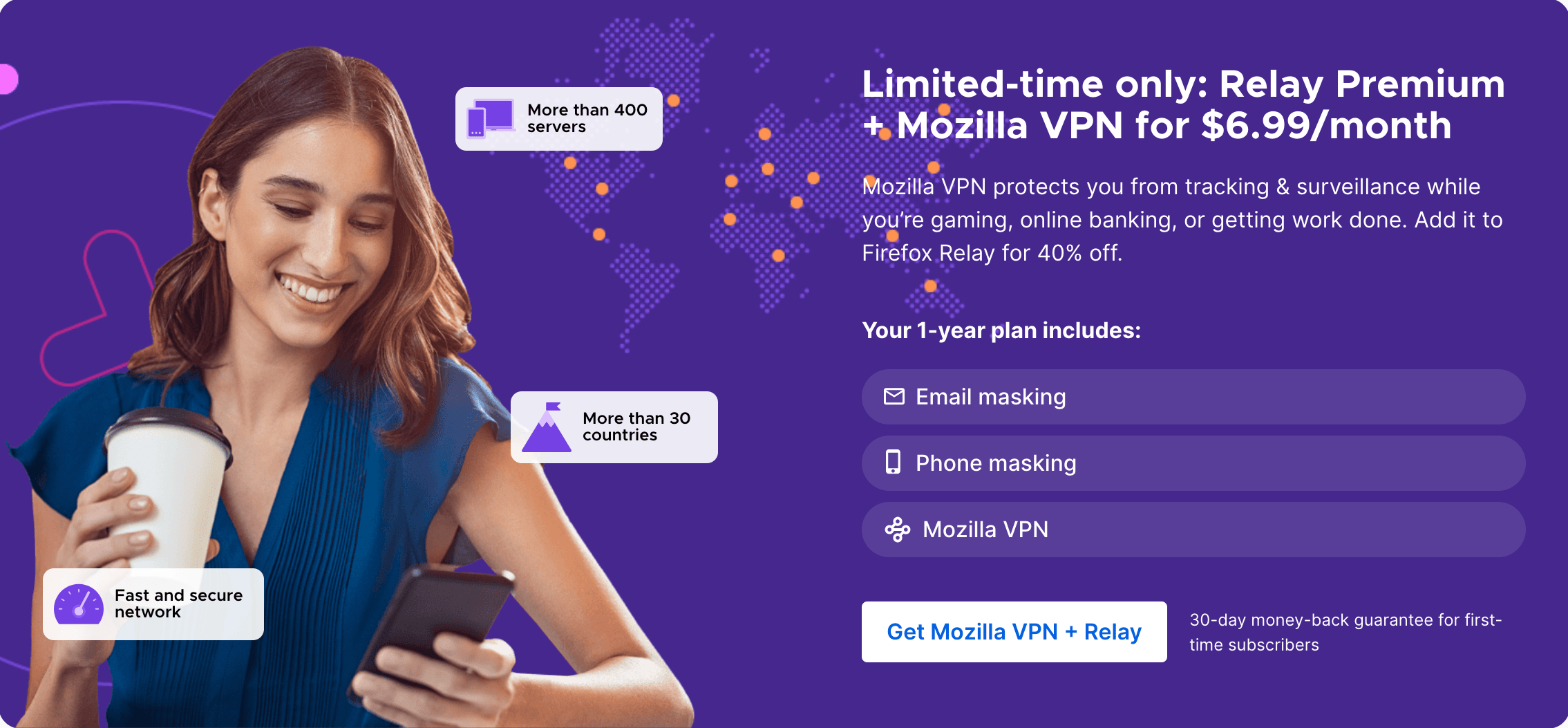 Banner for Relay Premium and Mozilla VPN bundle, desktop version