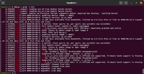 dmesg grep mlx