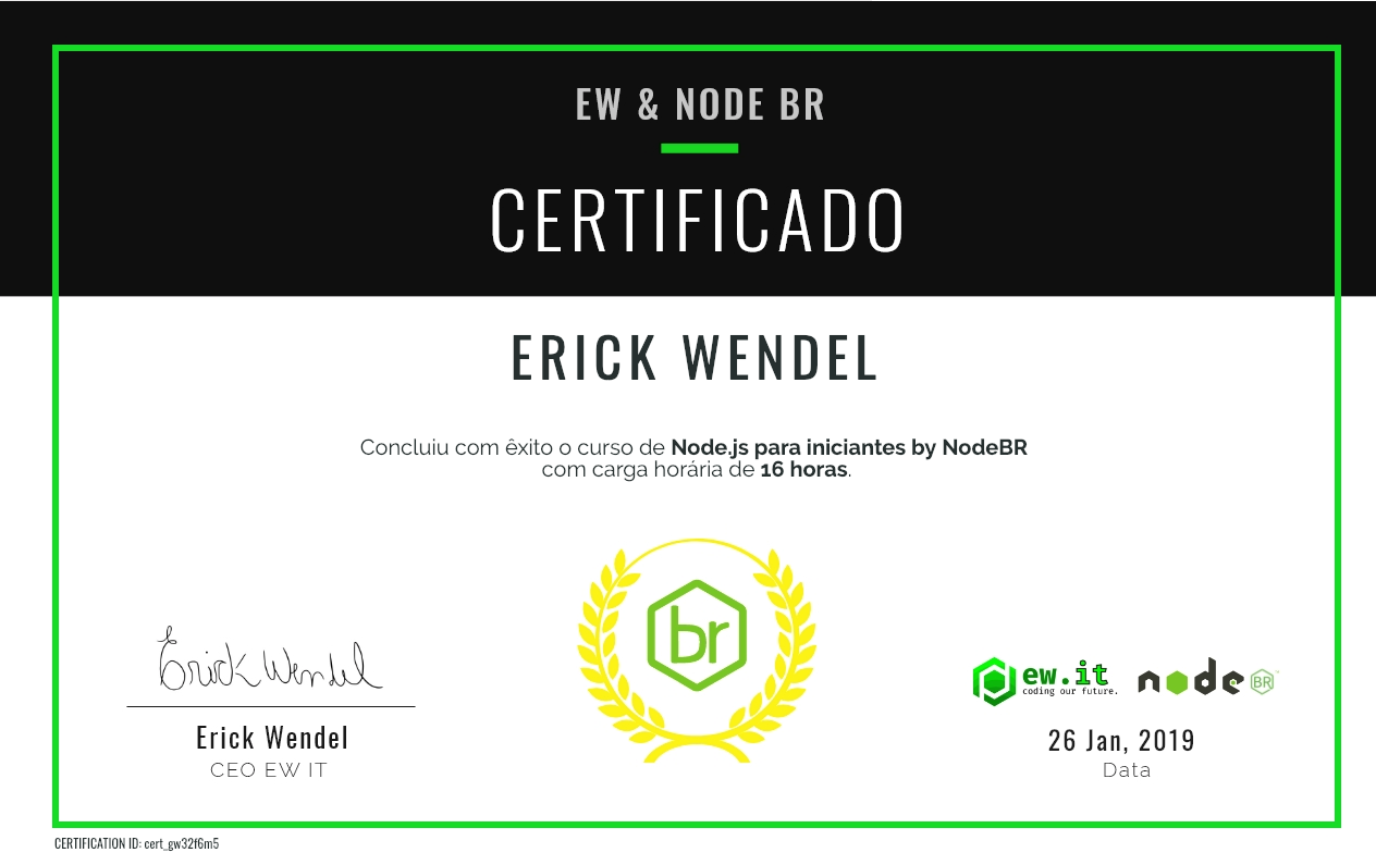 certificado do curso