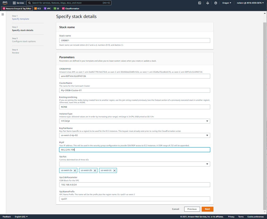 Enter Stack Parameters