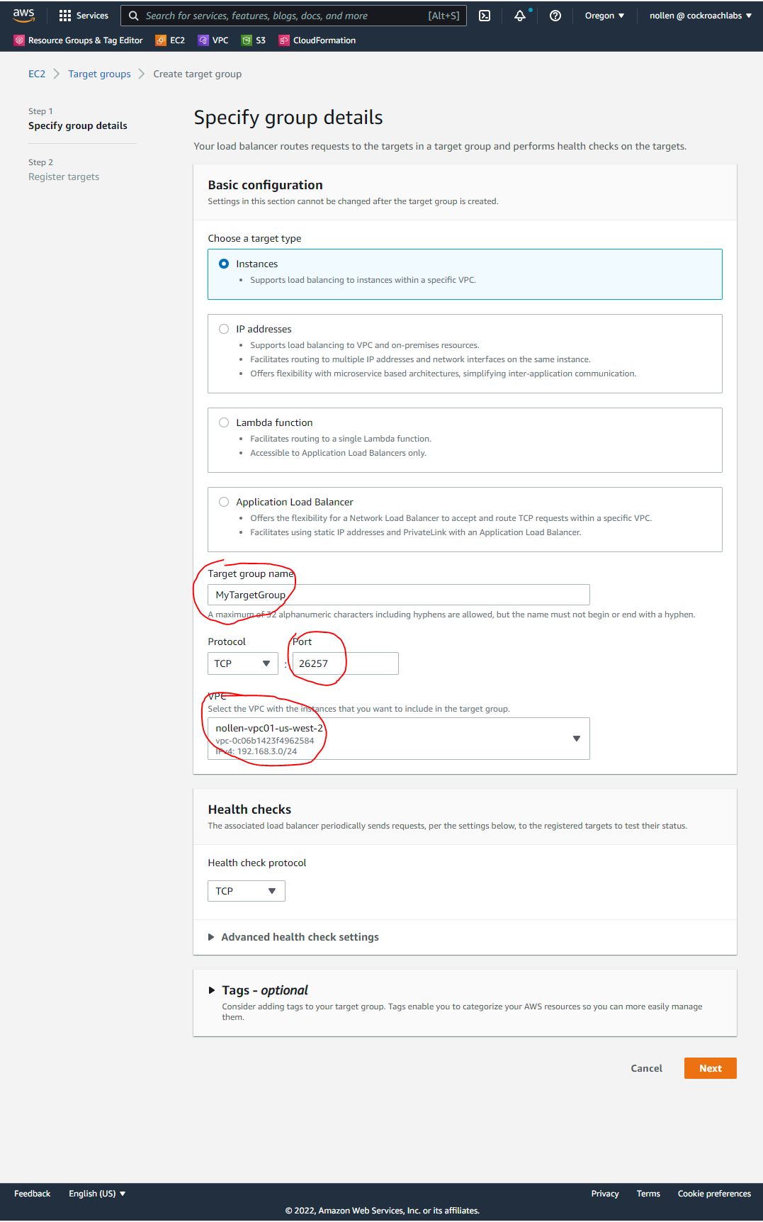 Specify group details