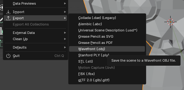 Exporting to Blender 1
