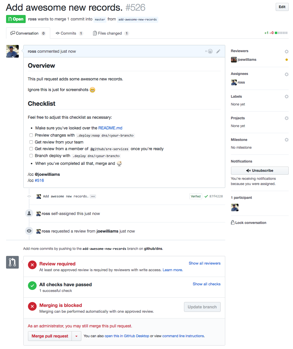 GitHub user interface of a pull request