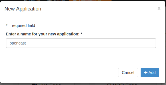 new application dialog