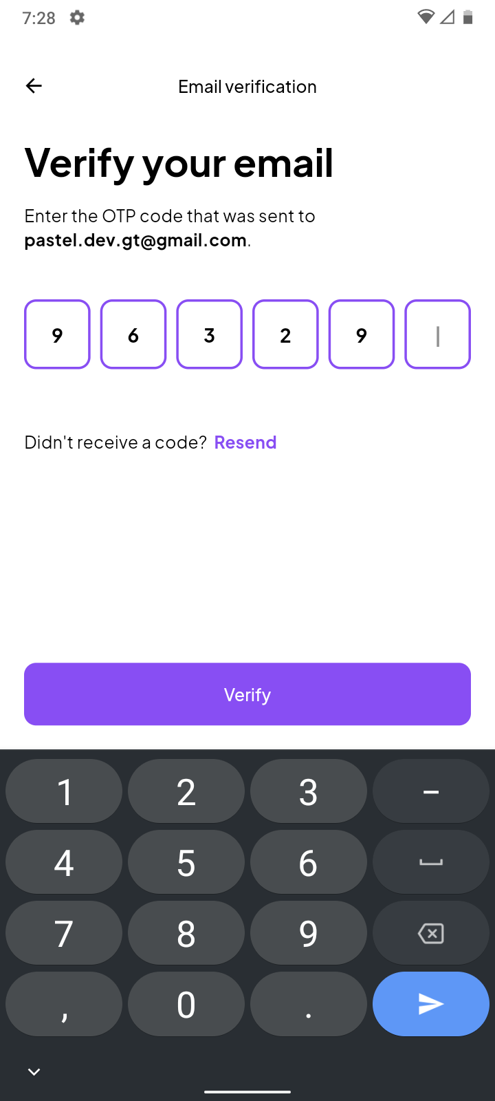 NebuIA app email OTP verification view