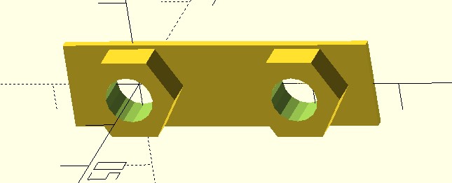 screenshot of a small part with two hex protrusions on a plate