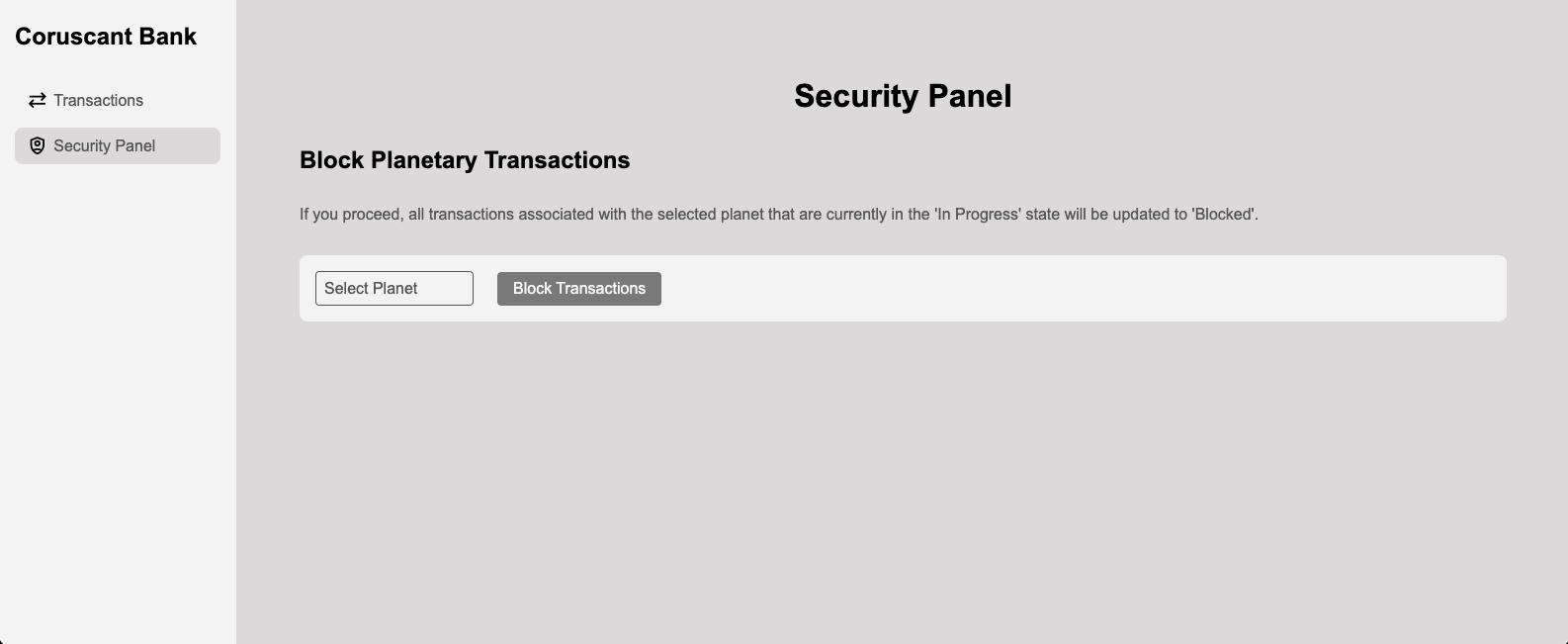 Security Panel Screen