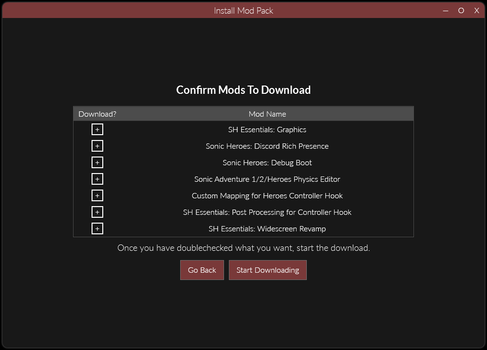 Mod Pack Confirmation