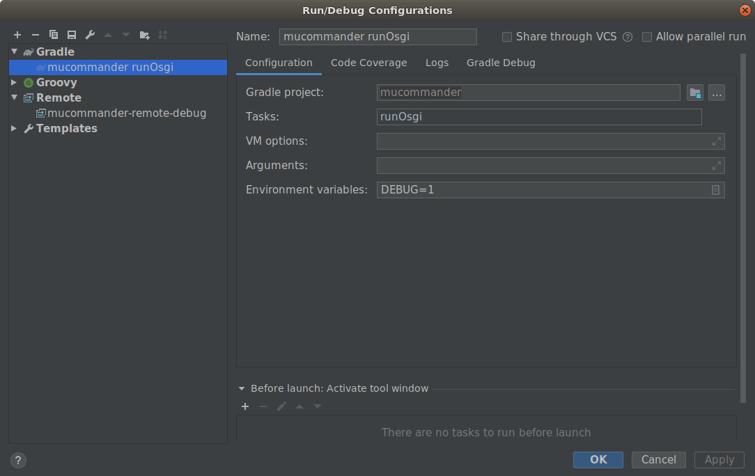 runOsgi config