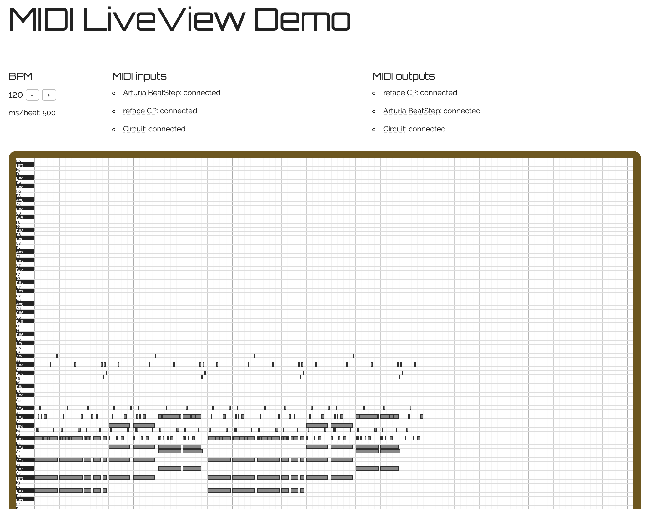 MIDI LiveView preview