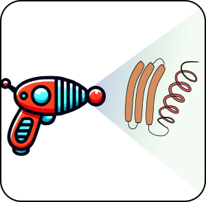 Raygun blasting a protein, shrinking its size.