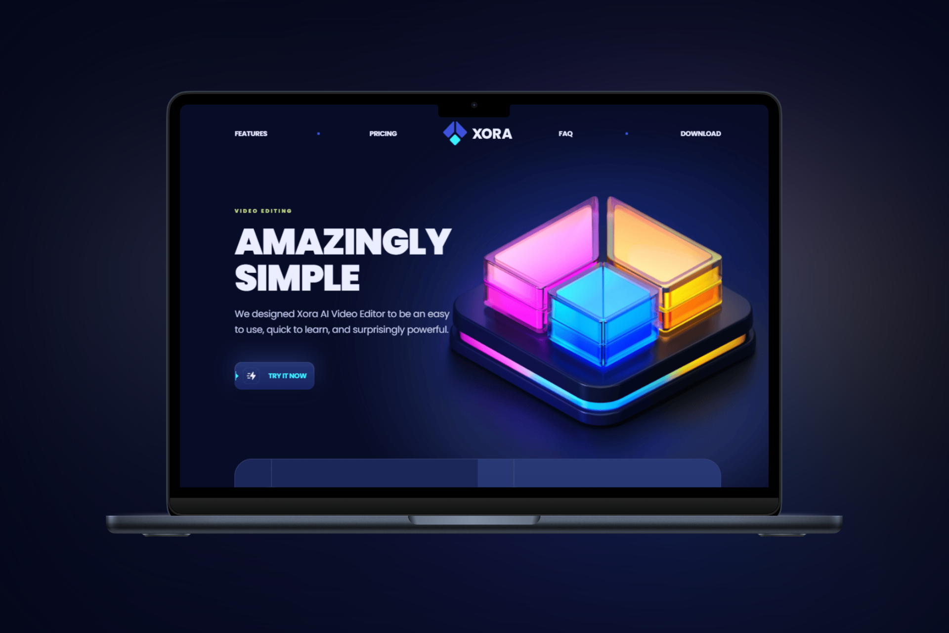 Xora - Modern Animated AI Video Editing SaaS Landing Page