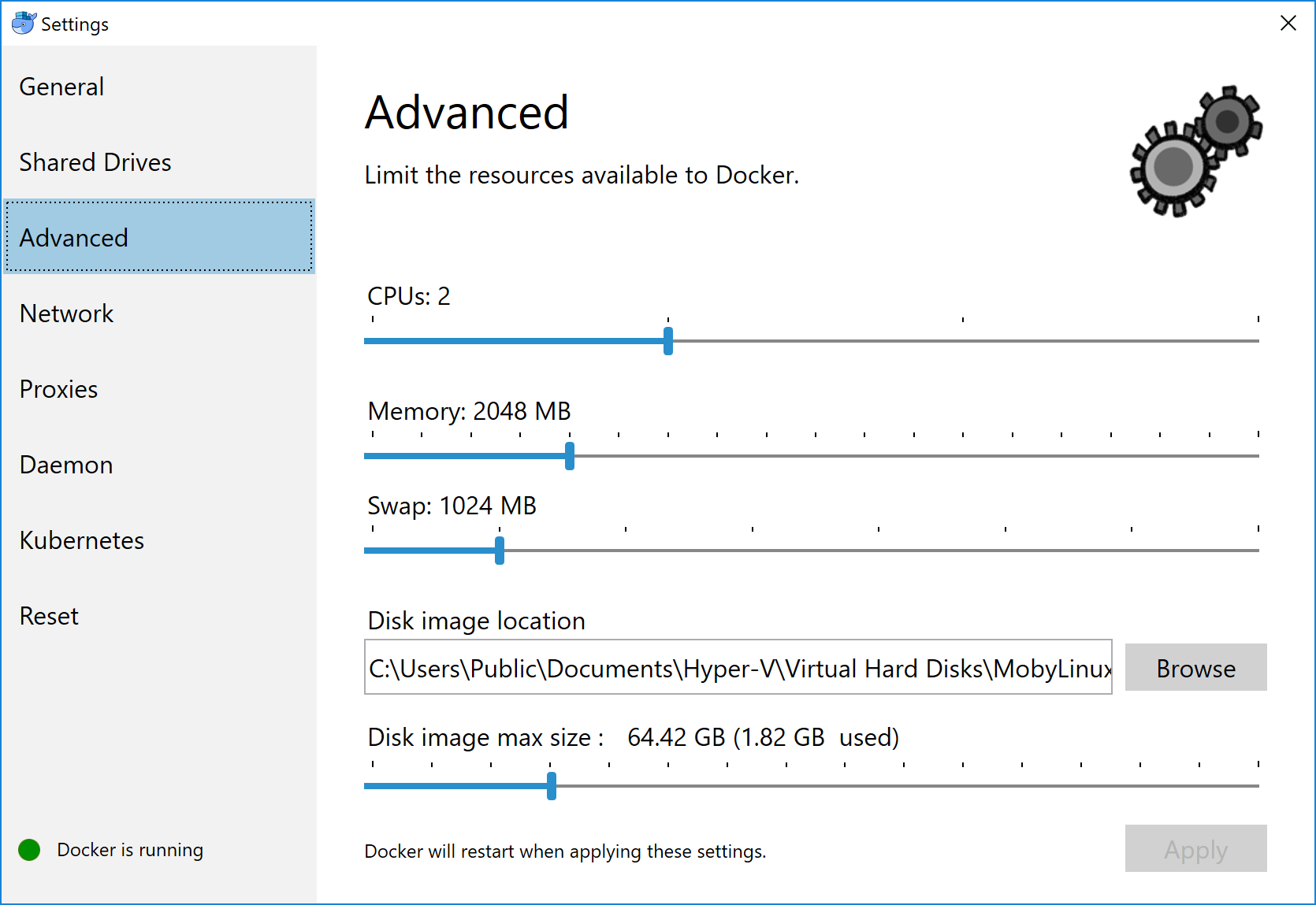 Docker For Windows Memory