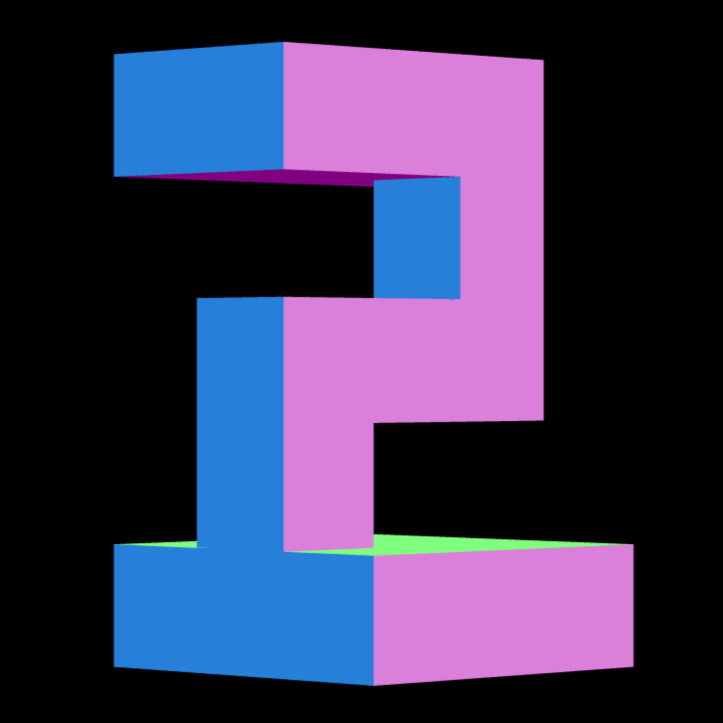 Intersection of the extruded shapes 1 and 2