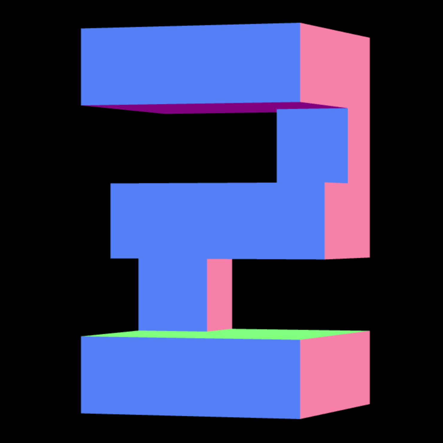 Intersection of the extruded shapes 2 and 3