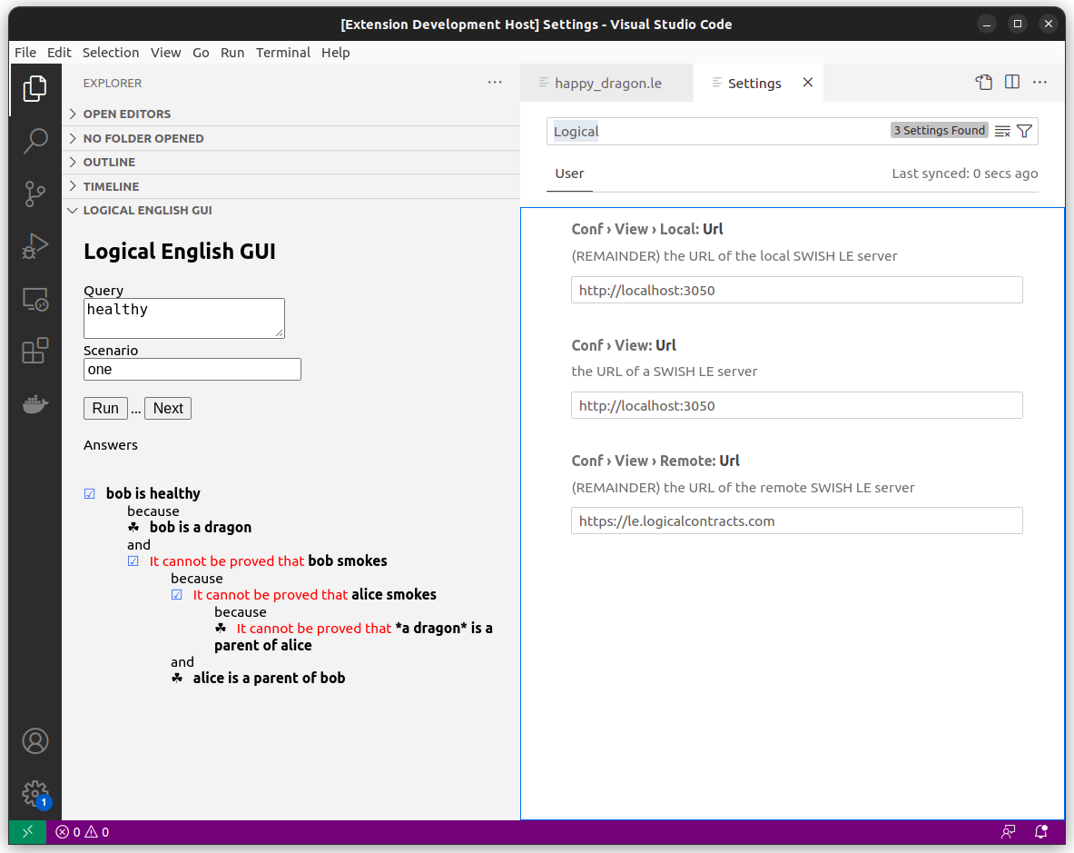 Logical English GUI Settings