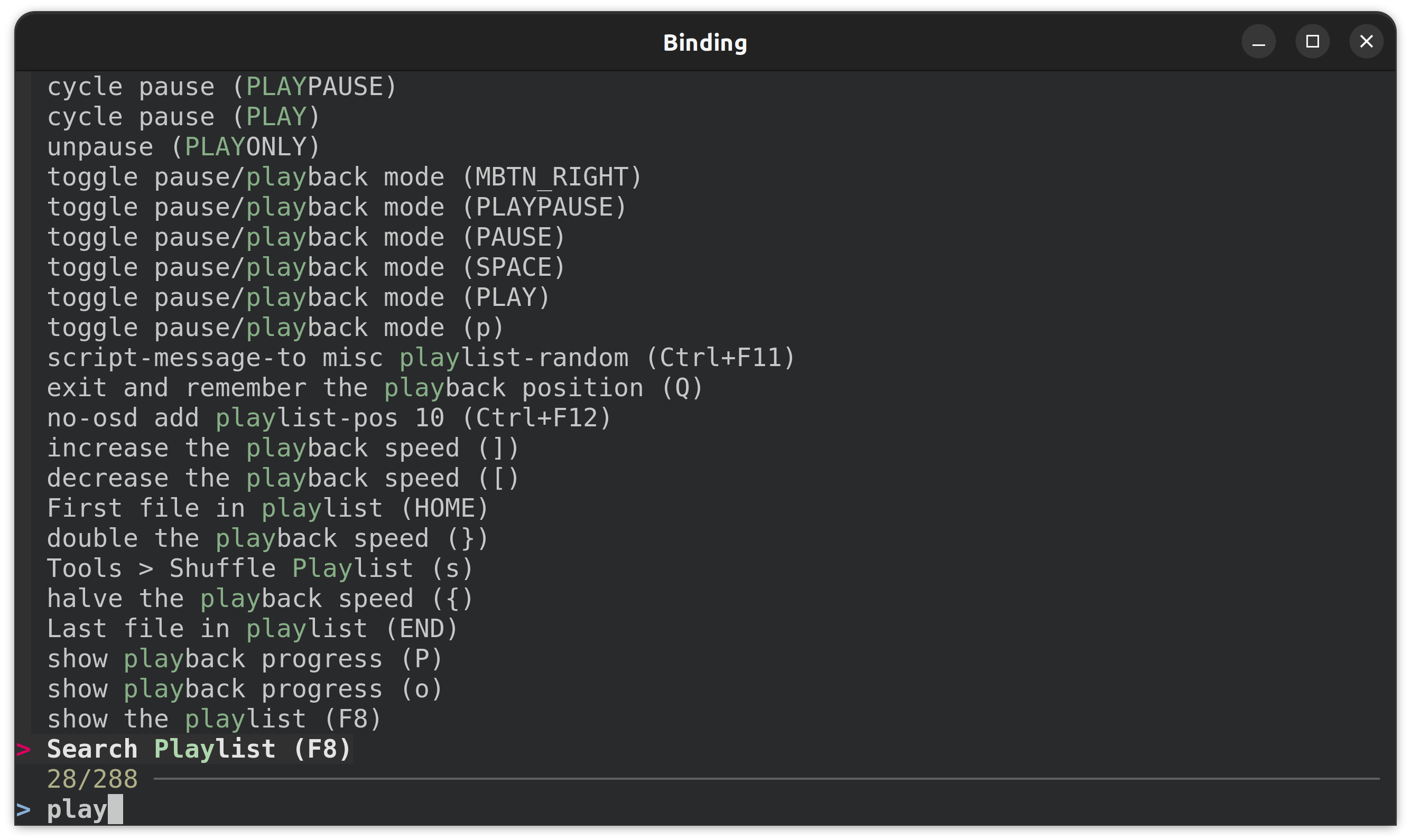 Terminal search menu