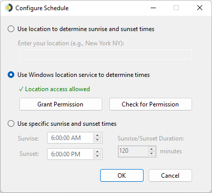 Screenshot of Configure Timing window