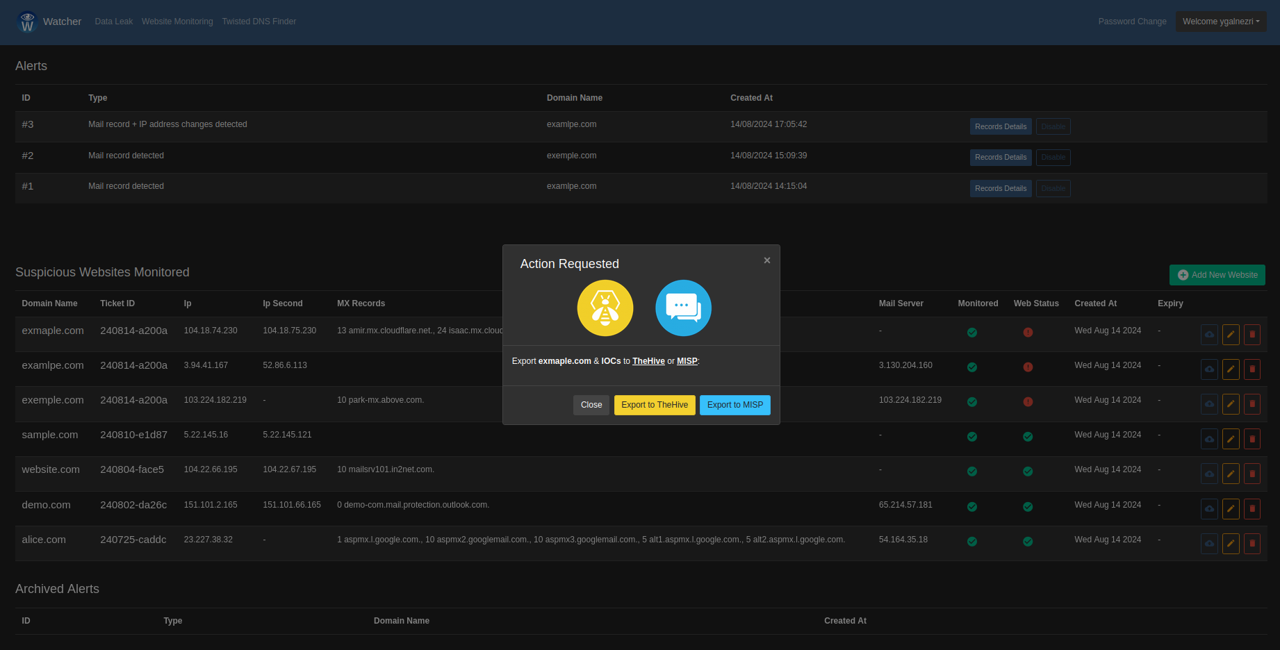 IOCs export to TheHive & MISP