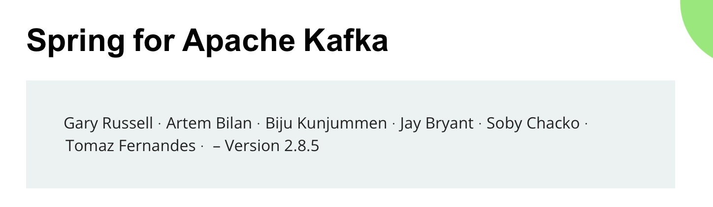 Spring Kafka documentation