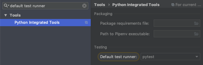 Configure default test runner