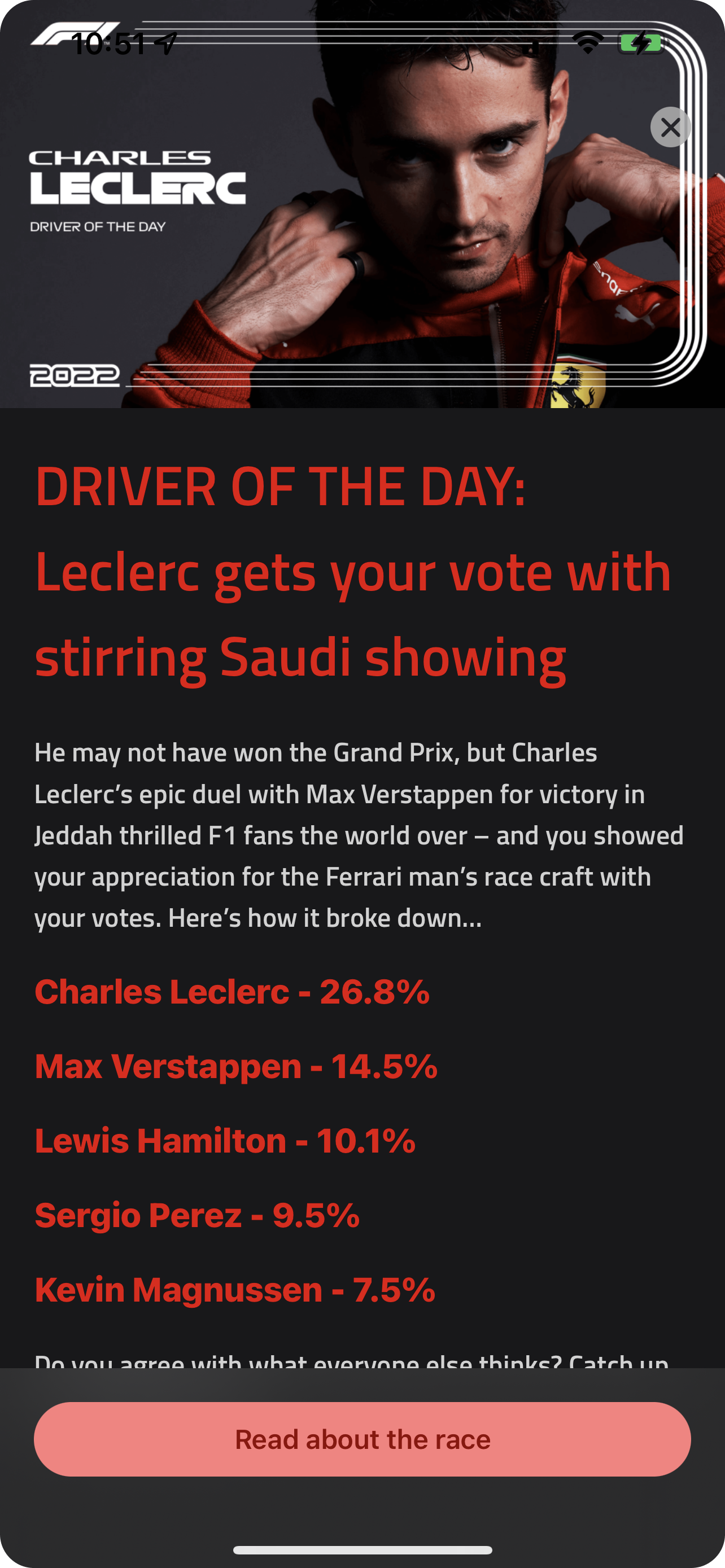 An article in the f1 style, with dark mode