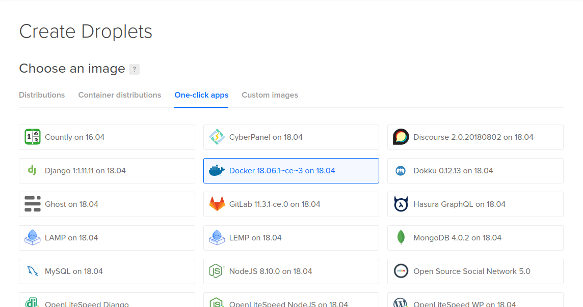 Docker droplet