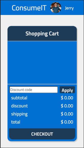 screenshot of shopping cart mobile