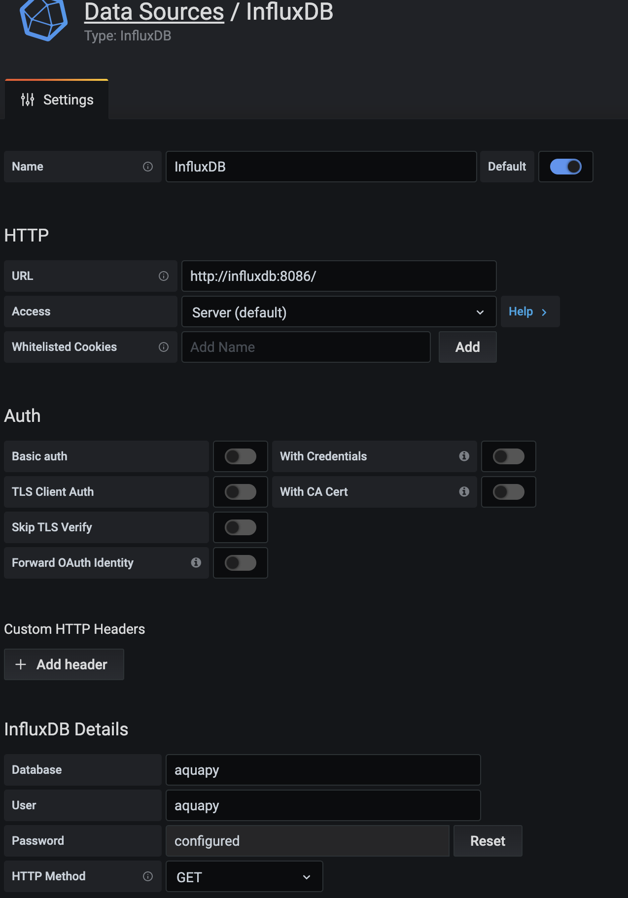 Configure InfluxDB