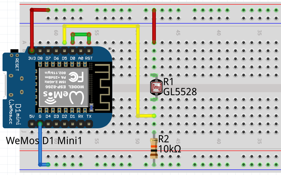 Circuit on breadboard