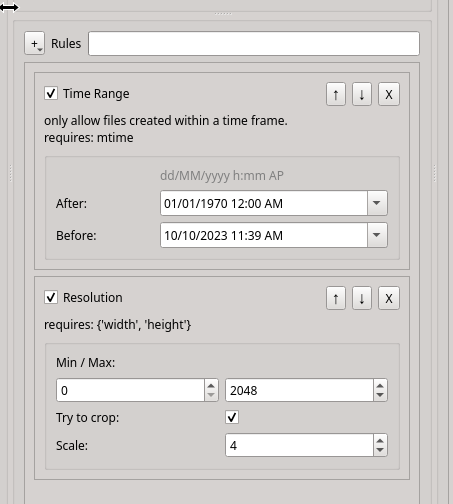 dataset creator rules window