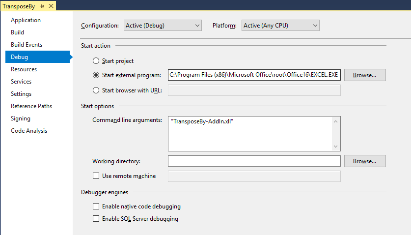 Debug Property Panel