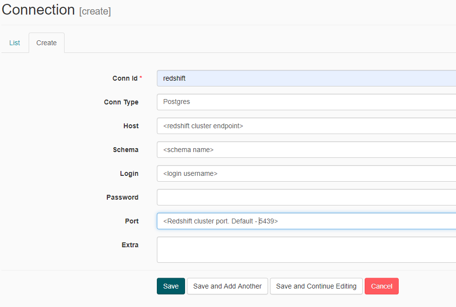 Airflow Redshift Connection