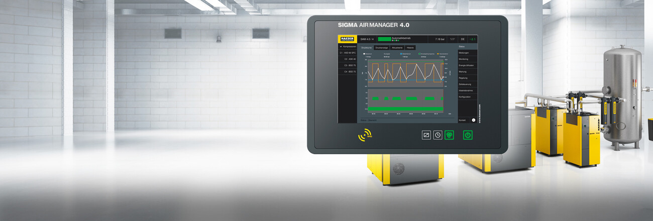 Sistema de gestión de aire comprimido SIGMA AIR MANAGER 4.0 para una estación de aire comprimido optimizada.