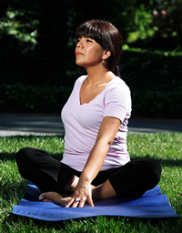 woman practicing yoga