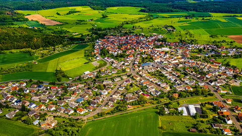 Dorf Villingen in Hessen aus der Luft