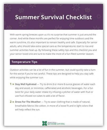 june newsletter ideas - example summer survival checklist